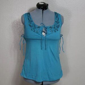 Love Rocks Tank Top Teal Beads Ties